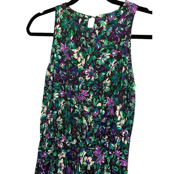 Medium E.D. Michaels Floral Maxi Dress 1980s Vintage Pockets - Picture 4 of 8